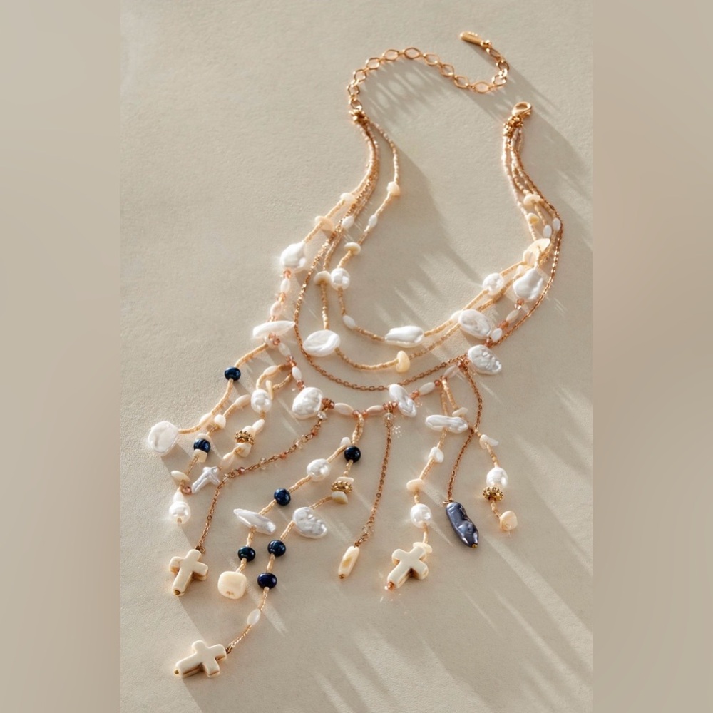 Free People Ariana Ost something beautiful Boho Pearl and Bead Necklace - Picture 2 of 7